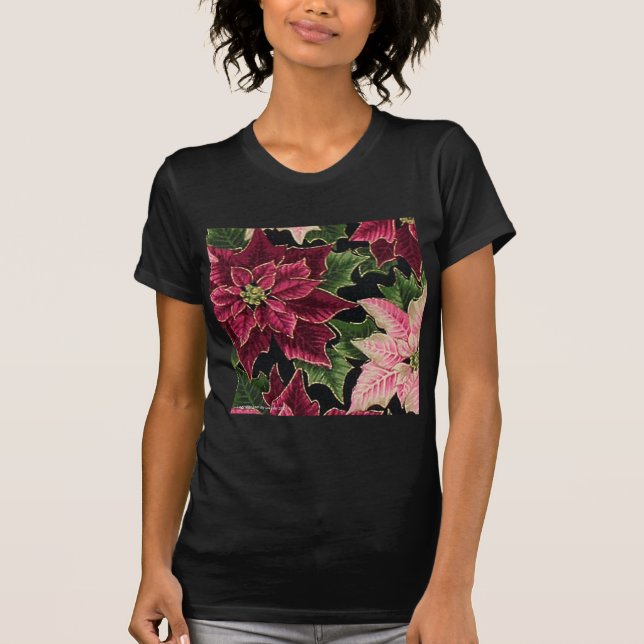 Camiseta Retro 50 Poinsettia Borgoña Rosa (Anverso)