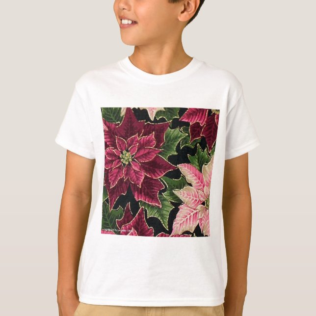 Camiseta Retro 50 Poinsettia Borgoña Rosa (Anverso)