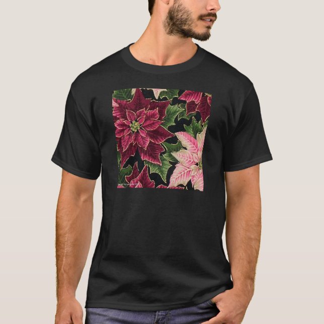 Camiseta Retro 50 Poinsettia Borgoña Rosa (Anverso)