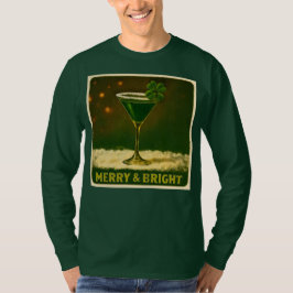 Camiseta Retro 50s 4 Leaf Clover Irish Christmas Martini