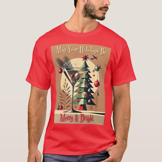 Camiseta Retro 50s Jet Set Christmas Tree Martini (Anverso)
