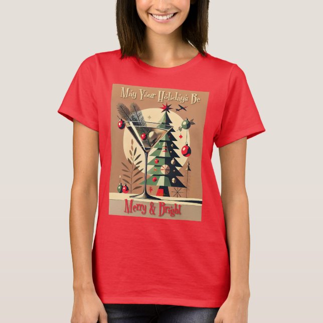 Camiseta Retro 50s Jet Set Christmas Tree Martini (Anverso)