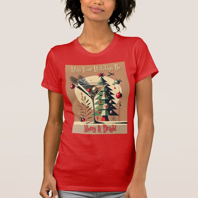 Camiseta Retro 50s Jet Set Christmas Tree Martini (Anverso)