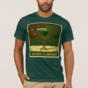 Camiseta Retro 50s Martini Irlandés de Navidad de Trébol de