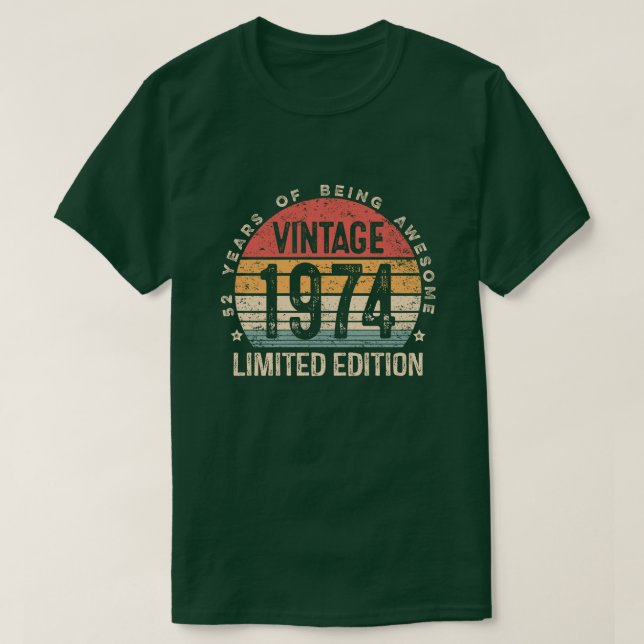 Camiseta Retro 52 Años 1974 Edición Limitada Cumpleaños 52 (Diseño del anverso)