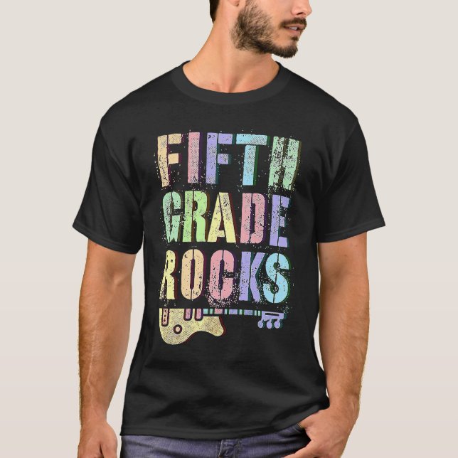 Camiseta Retro 5th GRADE ROCKS Teacher Rockstar Squad Fifth (Anverso)