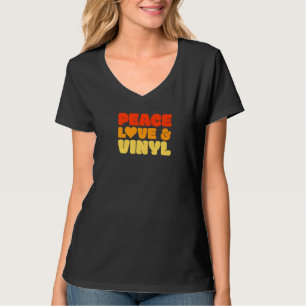 Camiseta Retro 60 años 70 Dj Peace Love Vinyl Music Lp Reco
