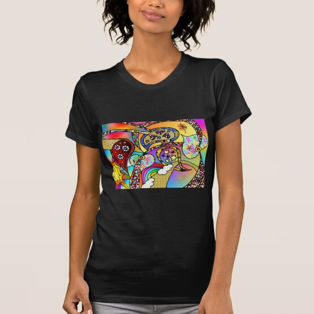 Camiseta Retro 60 Corazones Psicodélicos Ropa de Regalos Pa (Anverso)