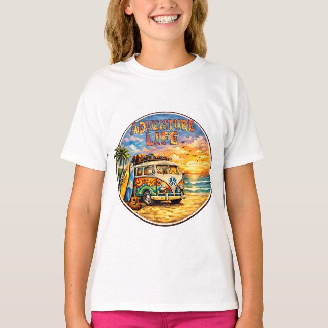 Camiseta Retro 60s Hippie Beach Sunset Adventure Life Girls (Anverso)