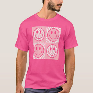 Camiseta Retro 70s 80s Face feliz sonrisa rosa puesta a pru
