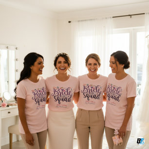 Camiseta Retro 70s Novia Squad Compañera de Novia Nombre De