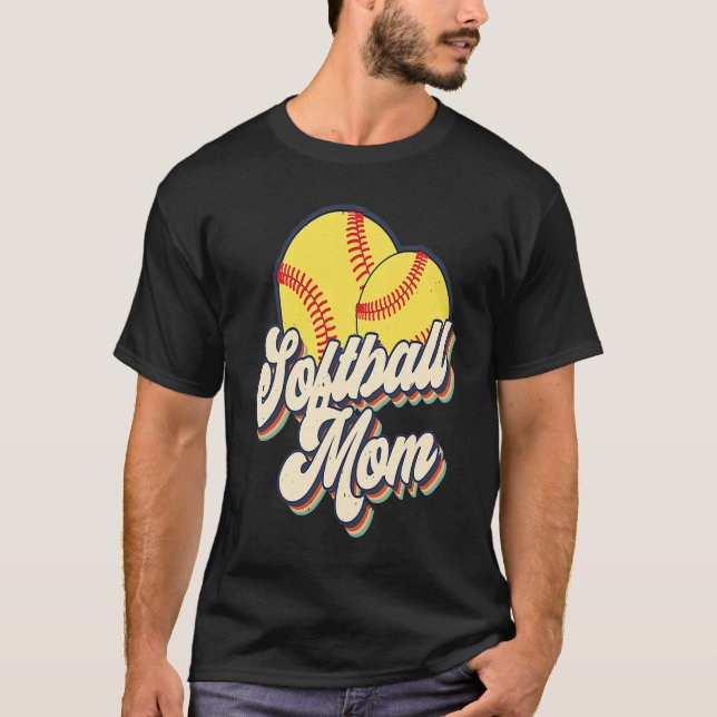 Camiseta Retro 70s Softball Mom Cute Player Mama Team Sport (Anverso)