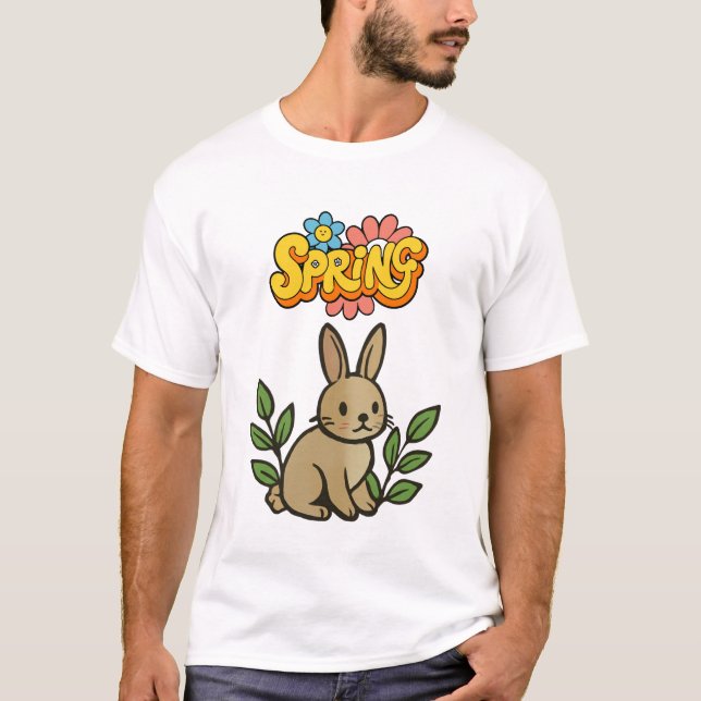 Camiseta Retro 70s Spring Bunny Graphic Design (Anverso)