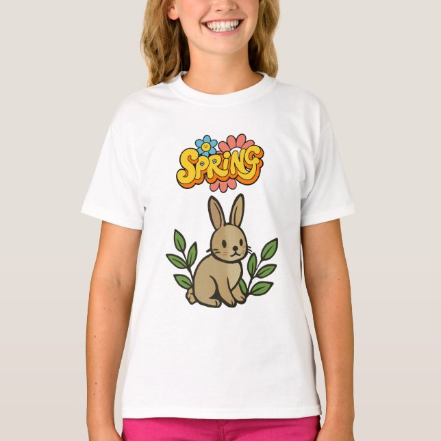 Camiseta Retro 70s Spring Bunny Graphic Design (Anverso)