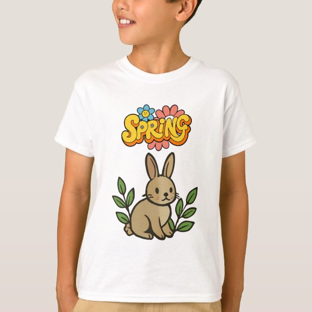 Camiseta Retro 70s Spring Bunny Graphic Design (Anverso)