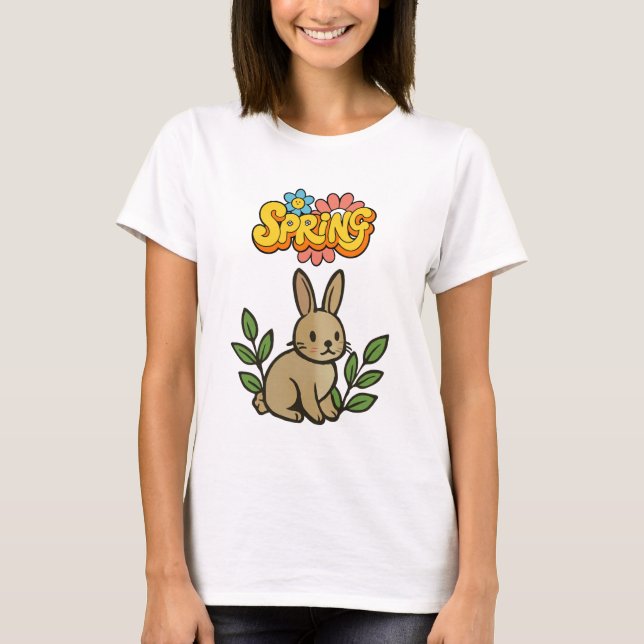 Camiseta Retro 70s Spring Bunny Graphic Design (Anverso)