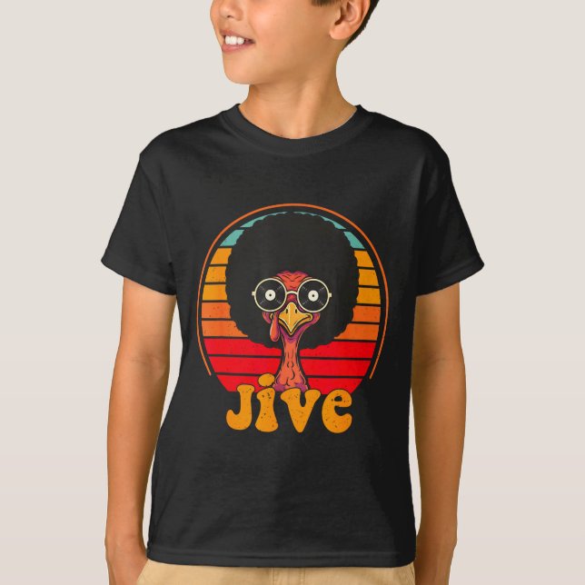 Camiseta Retro 70s Turkey Jive Afro Thanksgiving Family Men (Anverso)