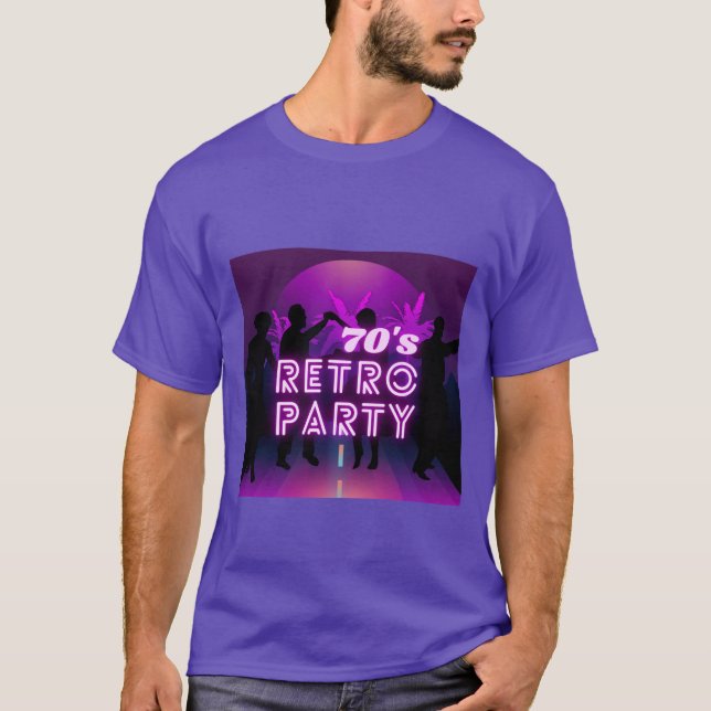 Camiseta Retro 80 Disco Dance Fiesta Neon Purple Funky (Anverso)