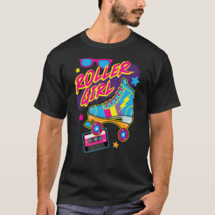 Camiseta Retro 80 Roller Chica Sun Glasses Music Cassette T