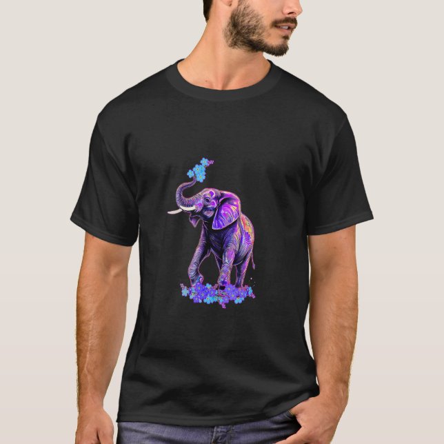 Camiseta Retro 80 s 90s sintetizador Olvídenme no Elephant  (Anverso)