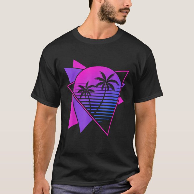 Camiseta Retro 80 Vaporwave Aesthetic Palm Trees Art V de l (Anverso)