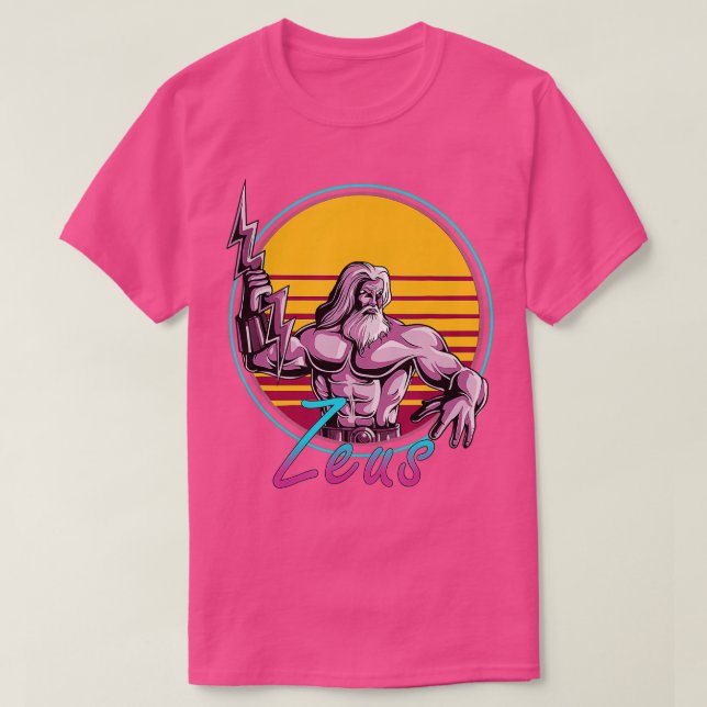 Camiseta Retro 80 Zeus Griega Mythology Dios Retrowave Synt (Diseño del anverso)