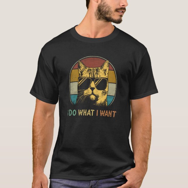 Camiseta Retro 80s 90s Meowy I do what I want cat  cat   1 (Anverso)