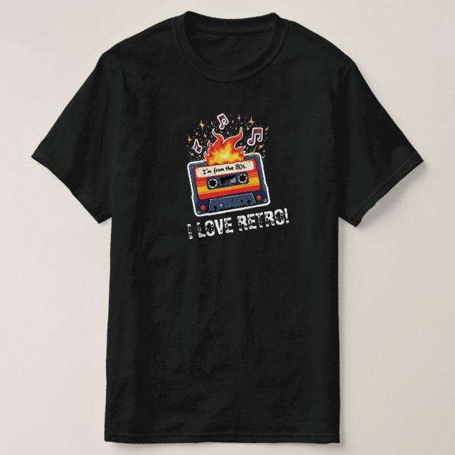 Camiseta Retro 80s Cassette Tape T-Shirt – I Love Retro (Diseño del anverso)