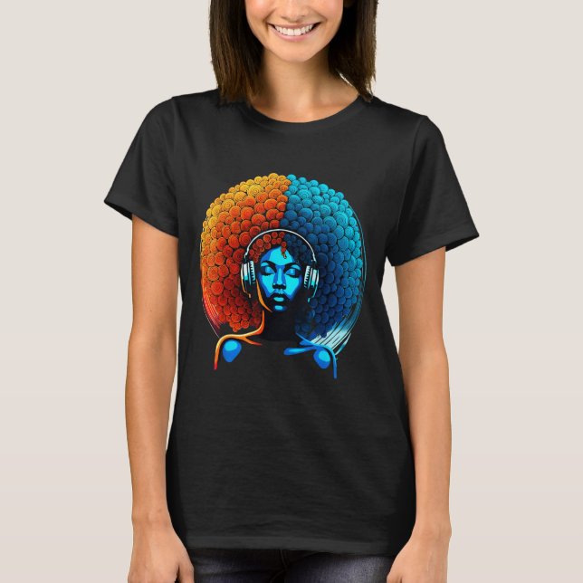 Camiseta Retro 80s Funk Afro Girl Disco Soul African Americ (Anverso)