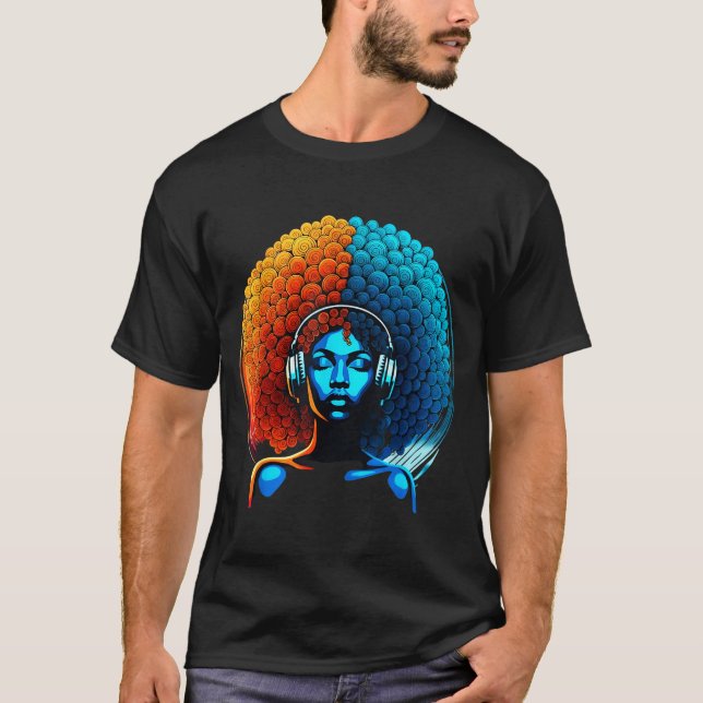 Camiseta Retro 80s Funk Afro Girl Disco Soul African Americ (Anverso)