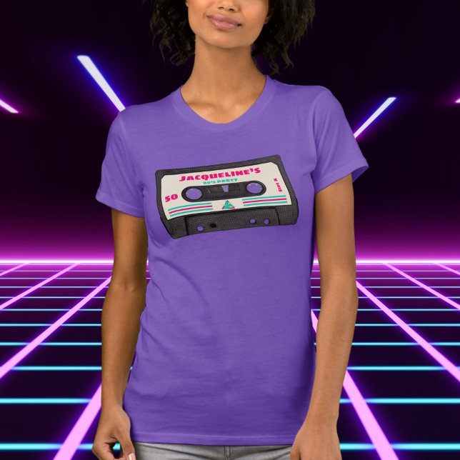 Camiseta Retro 80s Music Mix Tape 50th Birthday Party (Subido por el creador)