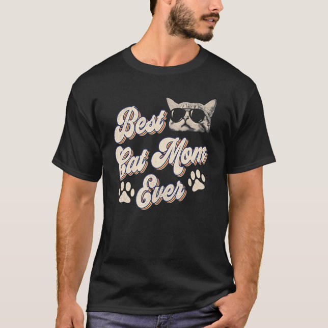 Camiseta Retro 80s Ochenta Gato Mami Mejor Madre Gata (Anverso)
