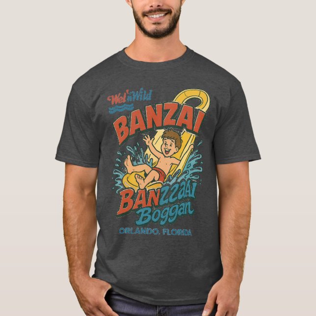 Camiseta Retro 80s-style waterpark BANZAI ORLANDO, FLORIDA (Anverso)