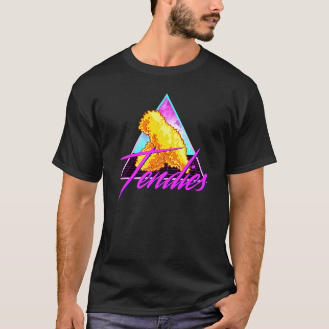 Camiseta Retro 80s Vaporwave Pollo Tendies Dank Meme (Anverso)