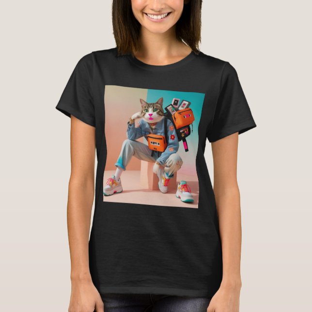 Camiseta Retro 90 Cat Vibe (Anverso)