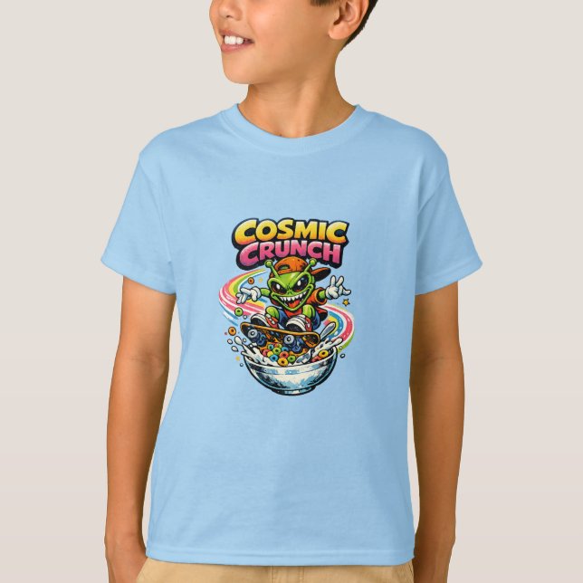 Camiseta Retro 90s Alien Skate Cereal Cartoon – Cosmic Crun (Anverso)