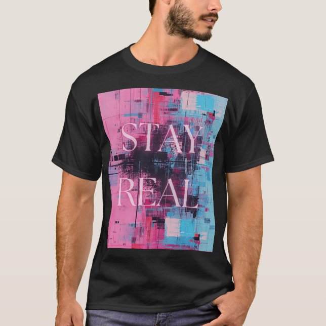 Camiseta Retro 90s Black Unisex T-shirt Neon Stay Real (Anverso)