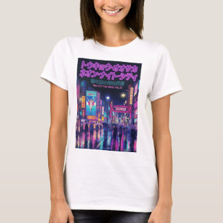 Camiseta Retro 90s City Pop Night: Neon Tokyo & Osaka Rain 