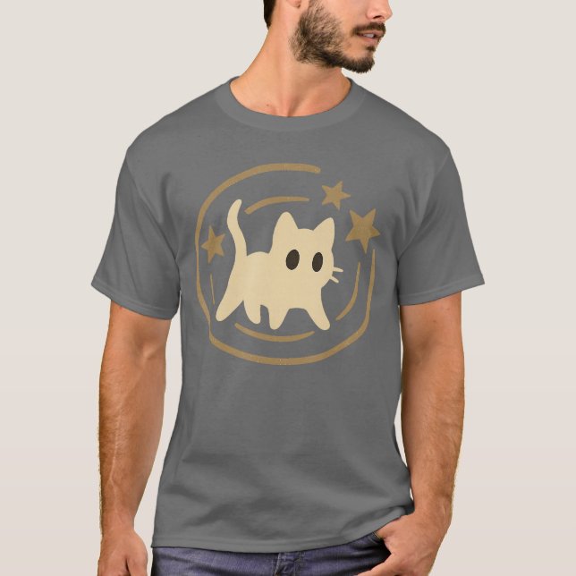 Camiseta Retro 90s Y2K Scared Cat Cosmic Stars Gift for Men (Anverso)
