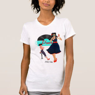 Camiseta Retro a cuadros en blanco y negro de Diner de los 