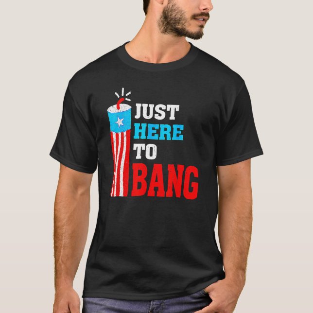 Camiseta Retro Acá Para Bang Fireworks Bandera De Estados U (Anverso)