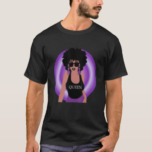 Camiseta Retro Afro Curly Hair Queen Melanin Orgullo Púrpur