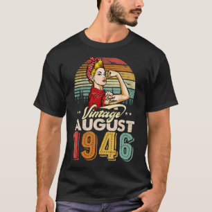 Camiseta Retro Agosto 1946 Cumpleaños Mujeres de 77 Años