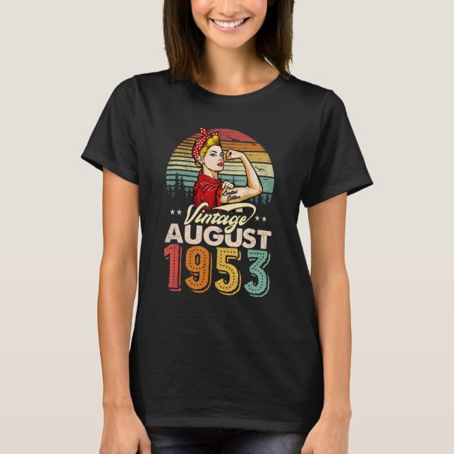 Camiseta Retro Agosto 1953 Cumpleaños Mujeres de 70 Años (Anverso)
