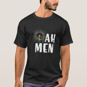 Camiseta Retro Ah Men Jessus Rainbow Lgbtq Orgullo gay Chri