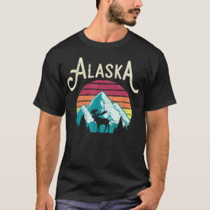 Camiseta Retro Alaska, AK Montañas de Juneau Vida Silvestre