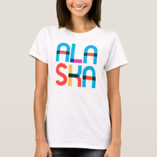 Camiseta Retro Alaska Sunset Colorful 80s Pop Art Type