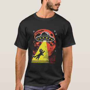 Camiseta Retro Alien Beam UFO Cat Abducción Espacio Cosméri