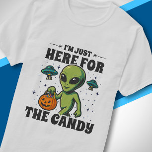 Camiseta Retro Alien Estoy Aquí Solo por los Dulces de Hall