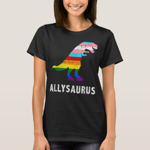 Camiseta Retro Allysaurus Dinosaur Rainbow LGBT Trans Gay L